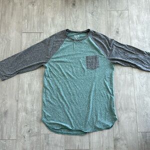 Mossimo. Medium. Green and gray Baseball shirt. 3/4 sleeve